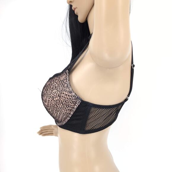 Victoria's Secret Very Sexy Push Up Choker 36 B Bra High Neck Black Nude - VGUC - Picture 5 of 16